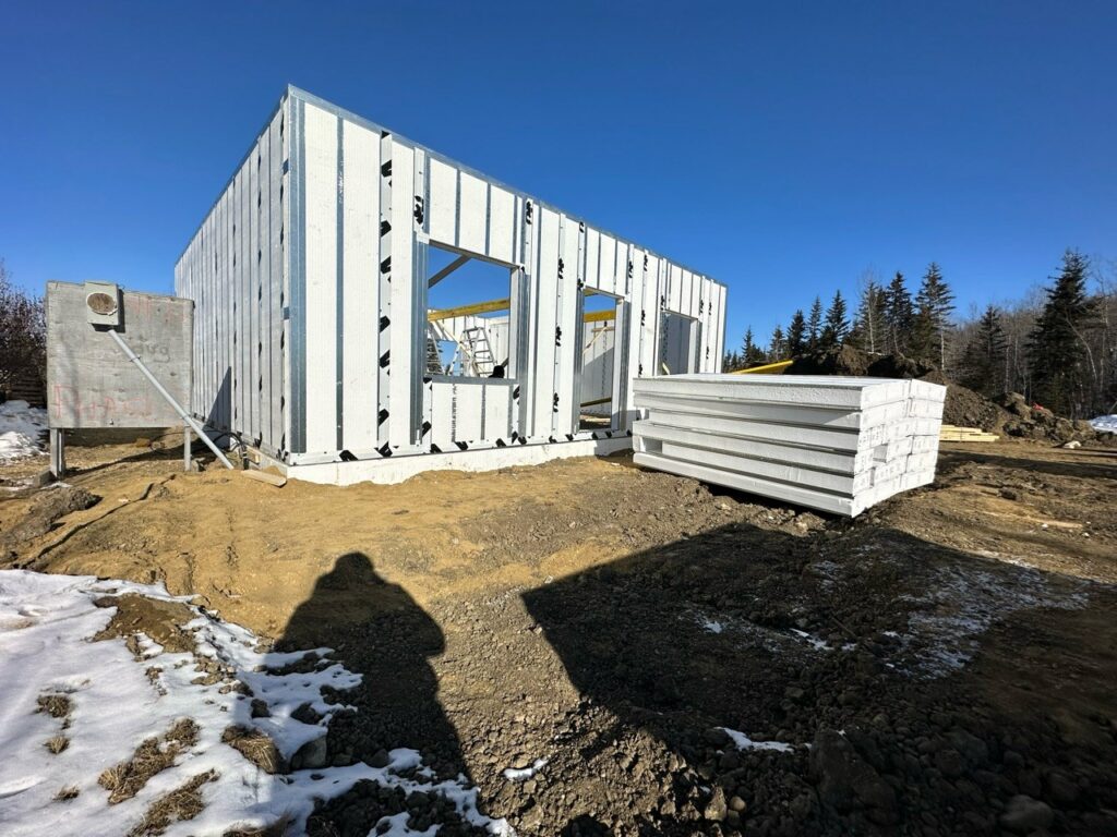 home in its framing stage, using ICE Panels