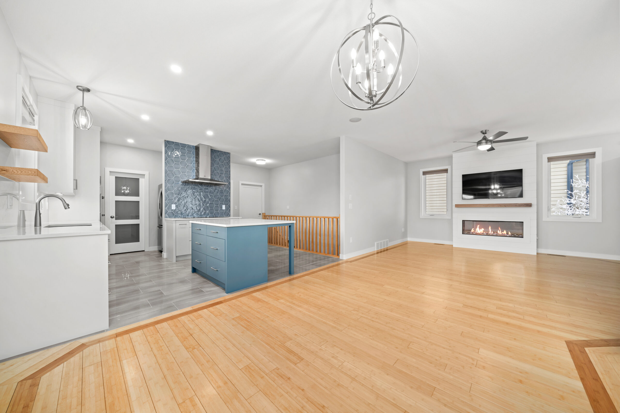 kitchen and living room