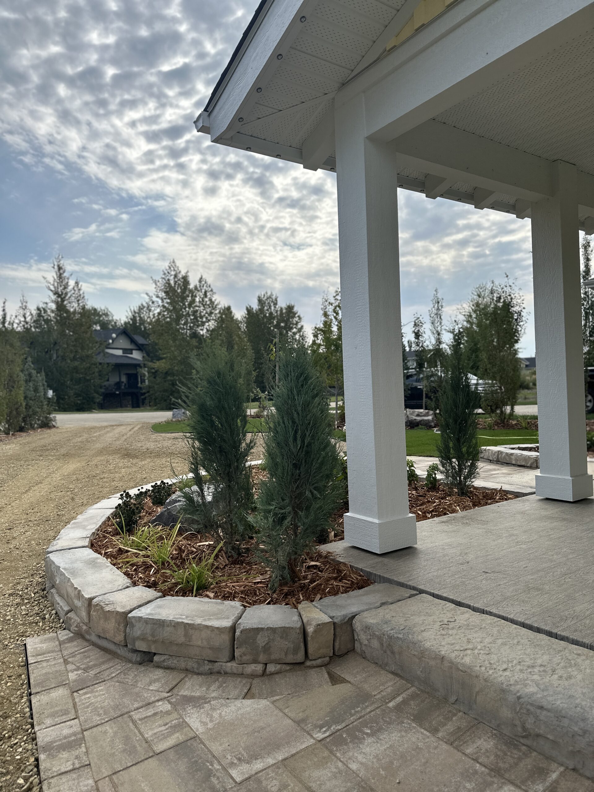 landscaping around a front veranda