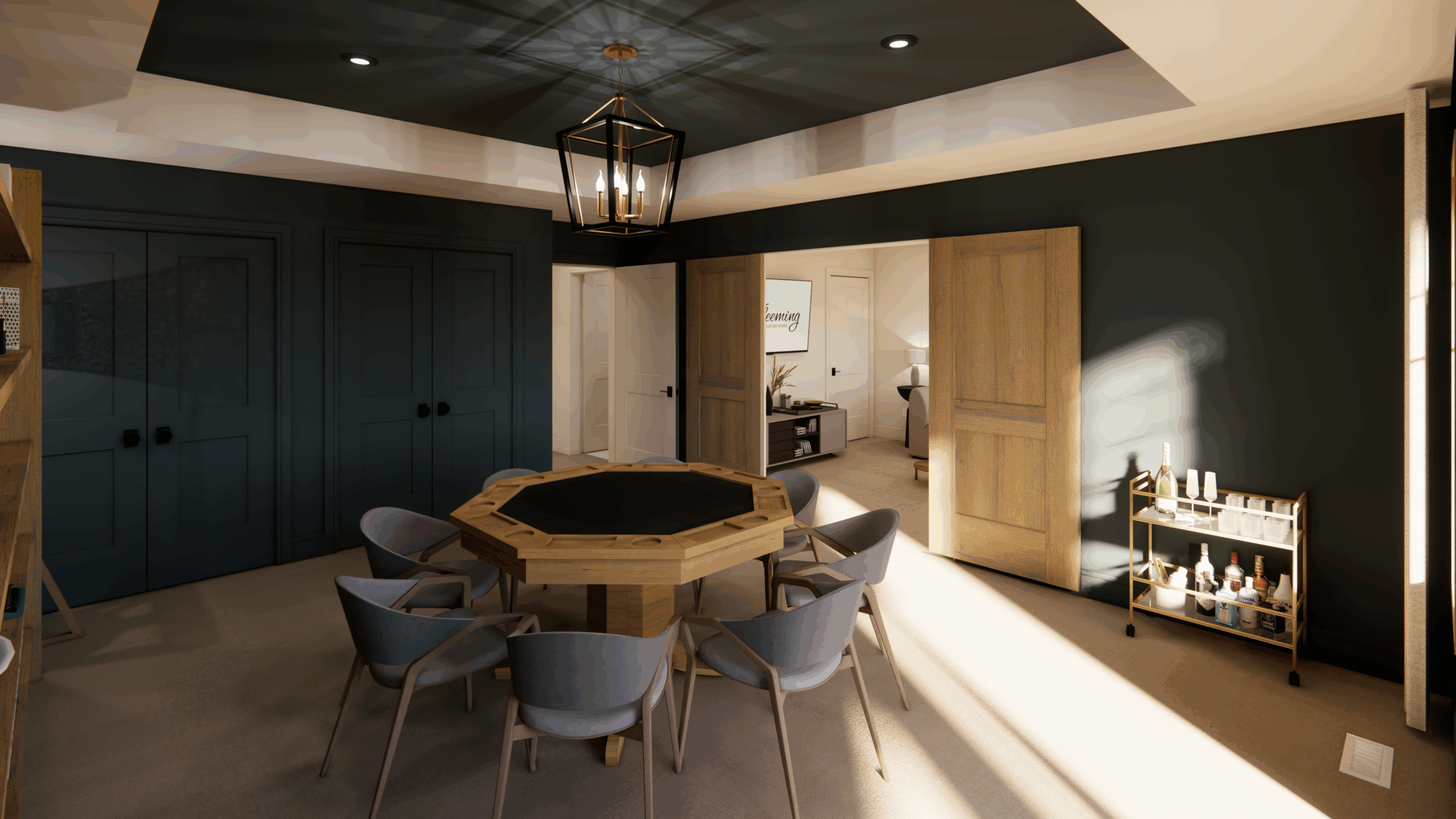 rec room rendering picture of custom designed home by Vleeming Custom Homes