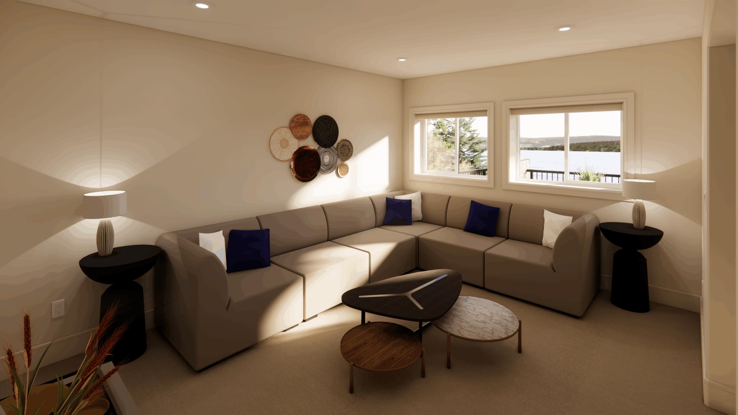 rendering of a media room designed by Vleeming Custom Homes