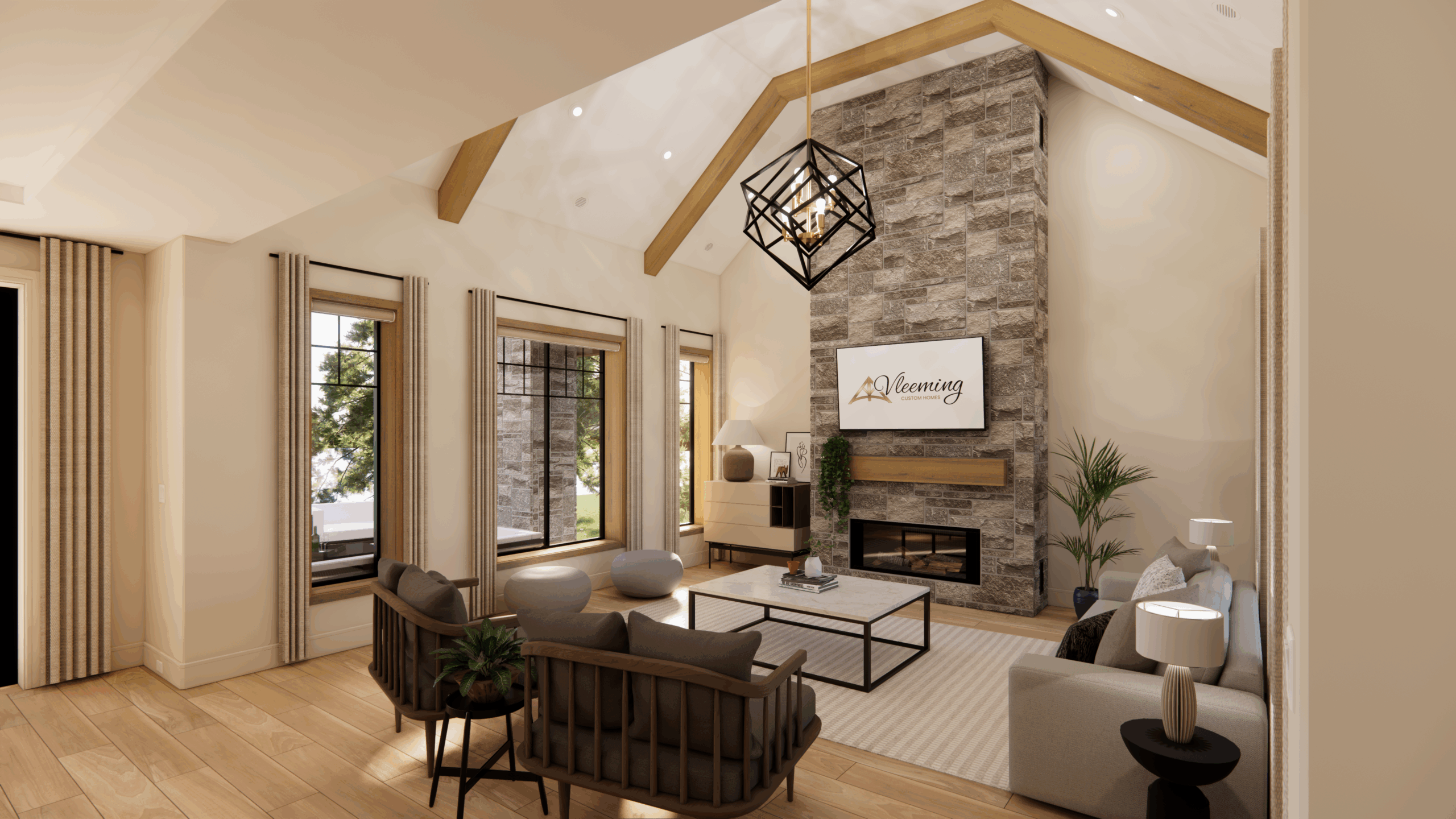rendering of a custom home designed by vleeming custom homes