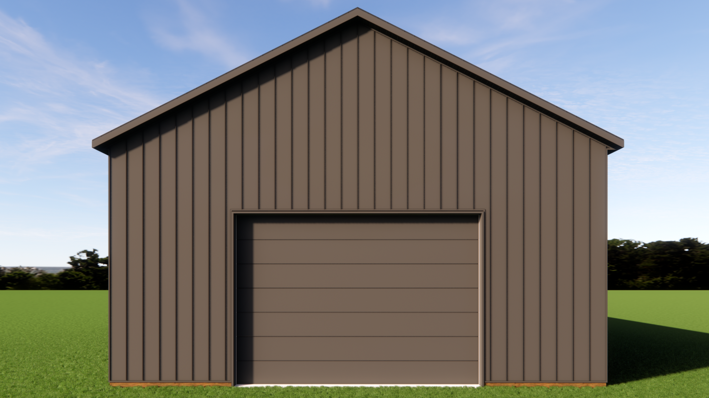 exterior rendering of a shop house's shop overhead door