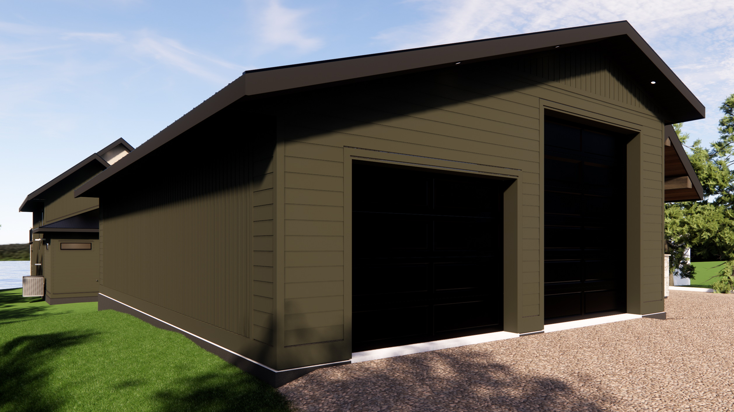 rendering of a custom garage designed by vleeming custom homes
