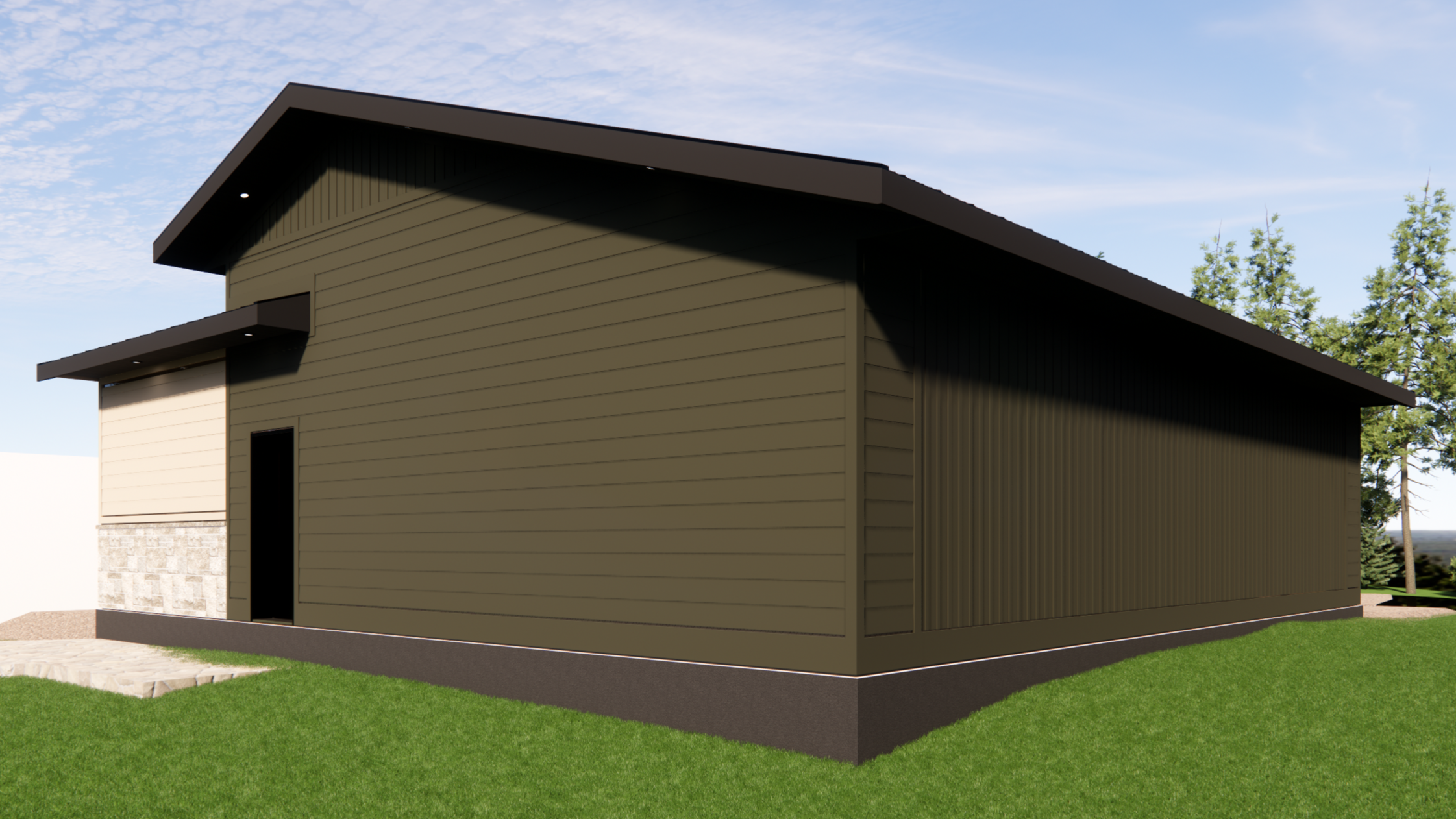 rendering of a custom garage designed by vleeming custom homes