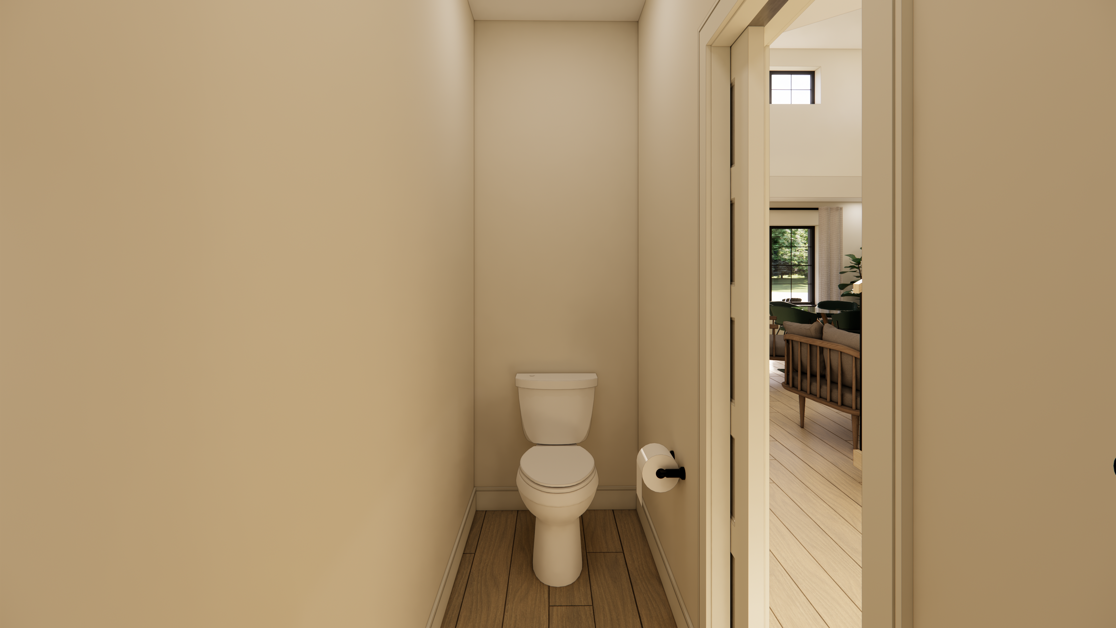 3D rendering of a shop house half bath's toilet