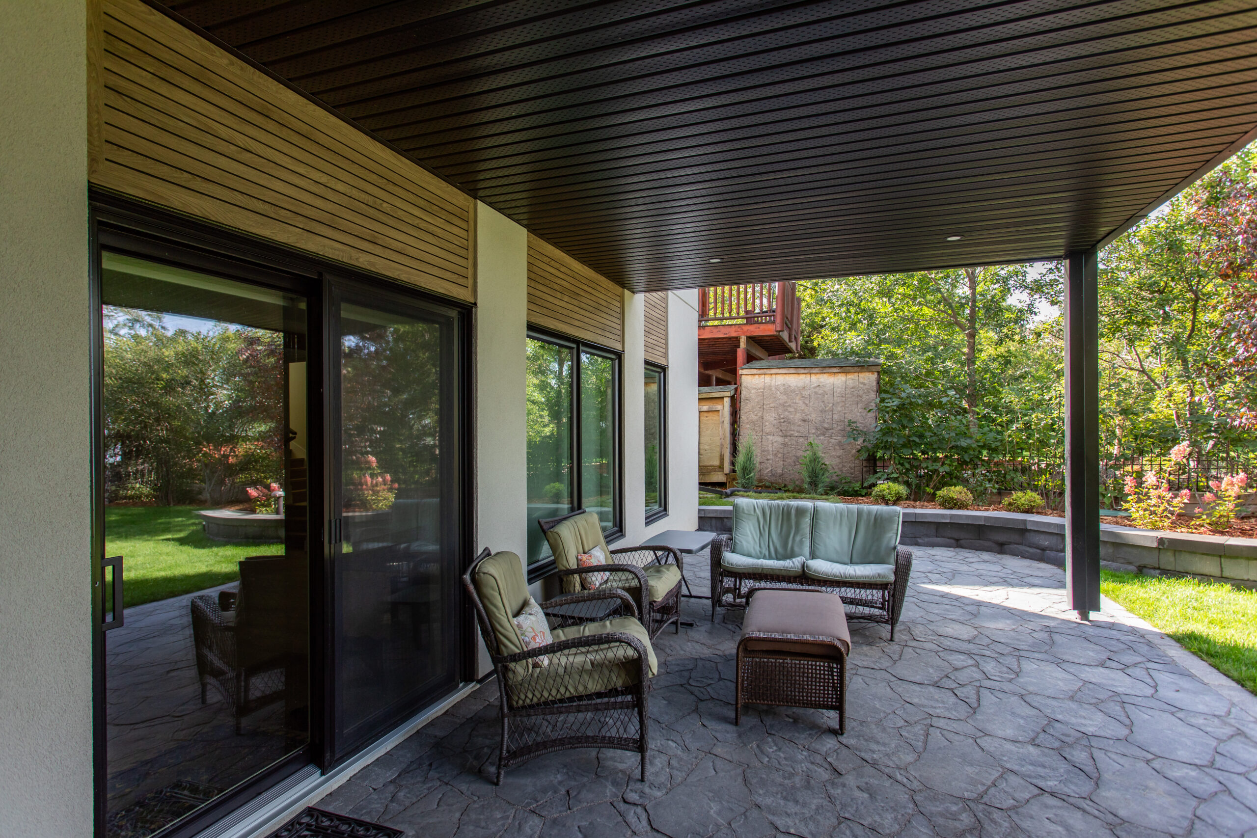 lower patio space of a net zero home