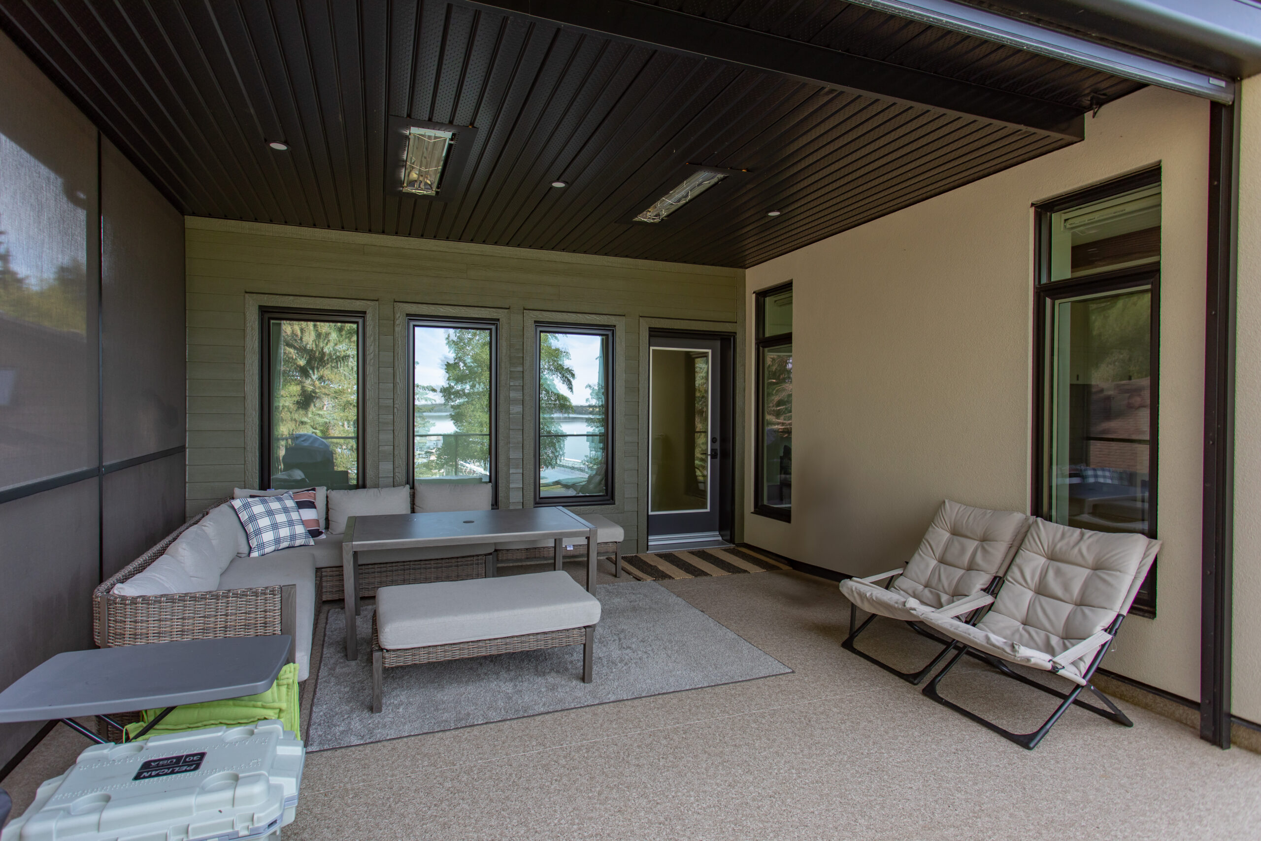 upper patio space of a net zero home